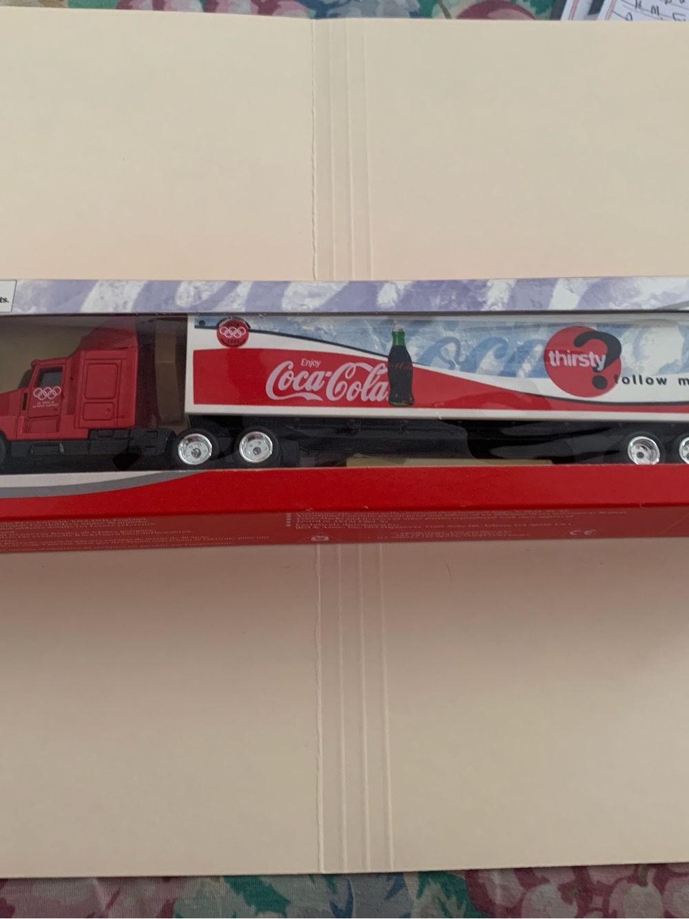 Coca Cola Atlanta Olympics  Red and White Semi Truck Toy